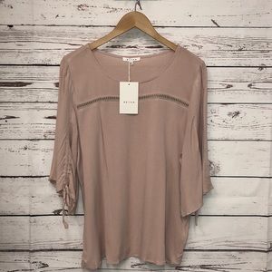 RETHM blush pink‎ drawstring sleeve peasant top